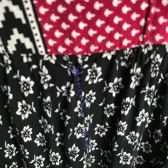 Forever 21 Boho Babydoll Dress Red White Black - Picture 4 of 7